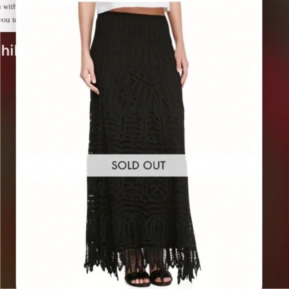 NWT Twelfth Street By Cynthia Vincent Lace Maxi Skirt/Dress in Black